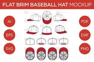 Flat Brim Baseball Hats - Template