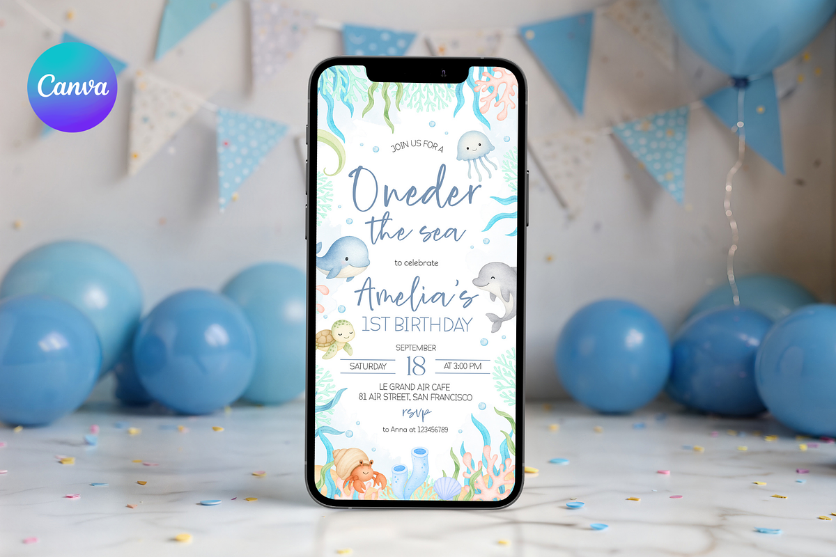 Digital Under The Sea Bday Invite, a Templates & Theme by Digital_Mind (Photo 1 of 3)