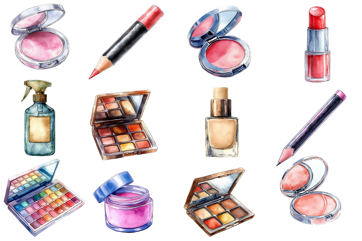 Watercolor Makeup Clipart, an Illustration by Designworld (Photo 2 of 5)
