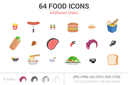 64 Food Icons, an Icon by WORAKAMON Design Studio (Thumbnail 1 of 8)