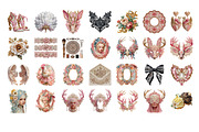 Pink & Cream Vintage Rococo Clipart, a Decorative Illustration by InkyQueenArt (Thumbnail 4 of 6)