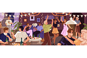 Happy friends at house party, a Person Illustration by PaperTrident (Thumbnail 1 of 3)
