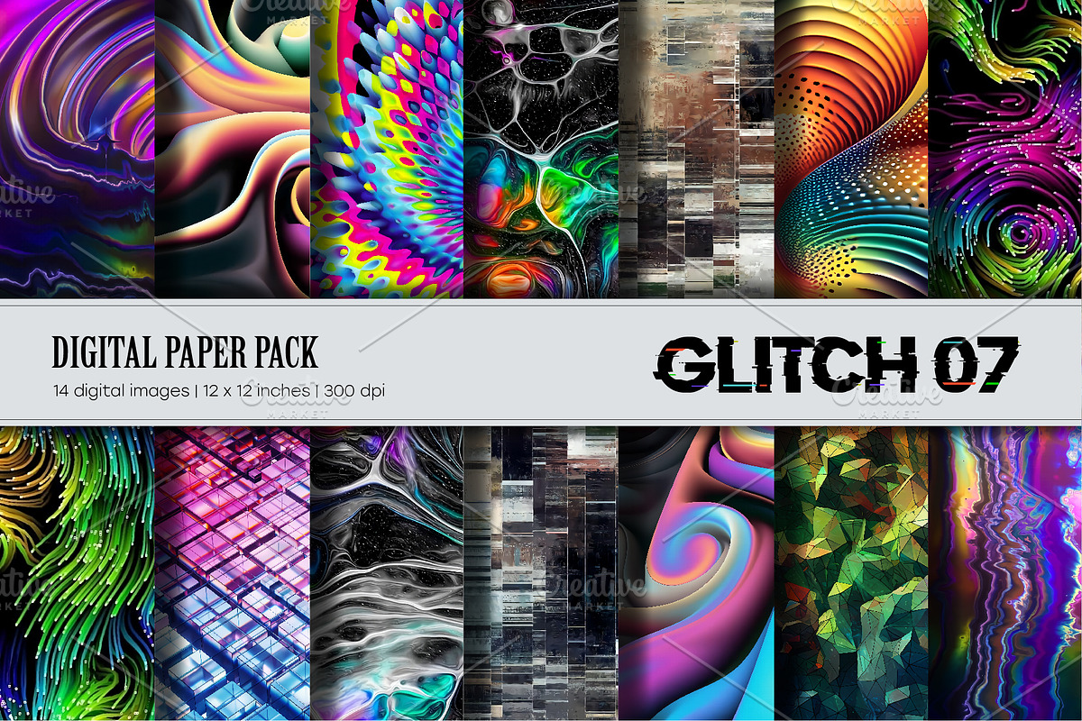 Big Bundle Glitch Psychedelic., a Texture Illustration by KENO Mascots (Photo 8 of 11)