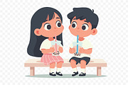 Happy Kids Enjoying Boba Vector, a Person Illustration by Partikusi Design (Thumbnail 3 of 3)