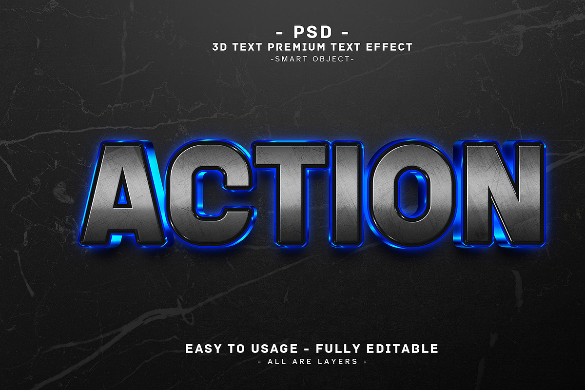 Action 3D Editable Psd Text Effect, a Layer Style Add-On by Md Jahidul99