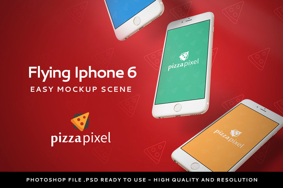 Mockup Iphone 6 Flying Scene (NEW), an Android Mockup by Pizza Pixel (Photo 1 of 5)