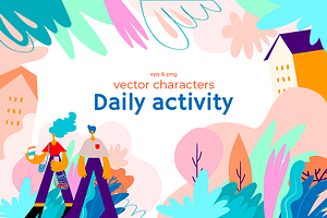 Cartoon characters on daily activity, a Person Illustration by PixelAesthetic