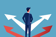 Businessman stands at a crossroads, a Person Illustration by SouravDesign (Thumbnail 1 of 3)
