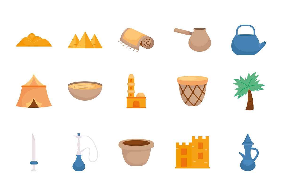 Bedouin Culture Elements Vector Set