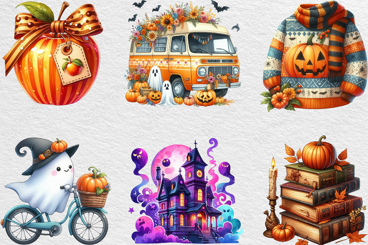 Retro Fall Halloween PNG Clipart, an Illustration by Black Bird Studio (Photo 5 of 6)