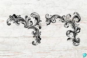 Baroque Swirls Digi Stamps PNGs