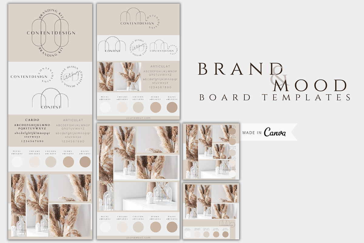 Aesthetic Brand Board Template Canva, a Stationery Template by BRANDcontent (Photo 1 of 6)