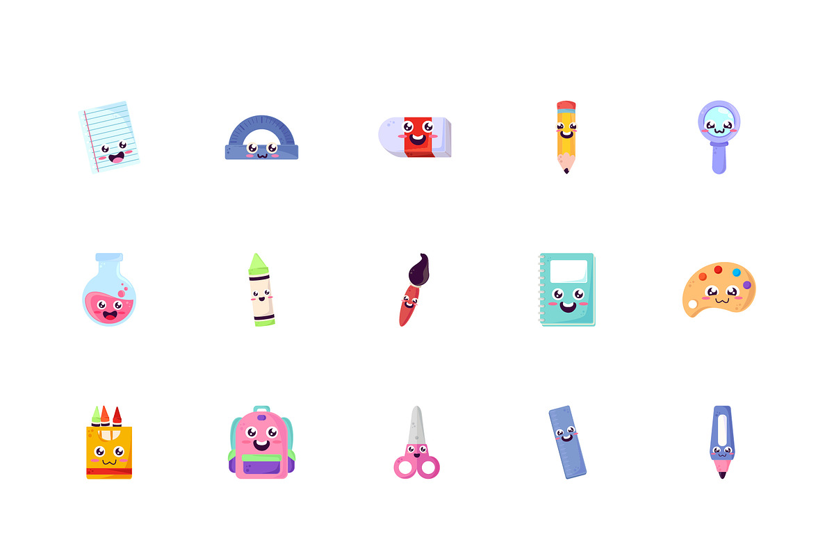 Kawaii School Supplies Set