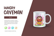 Cartoon Hungry Сaveman. Tshirt, PNG., a Person Illustration by KENO Mascots (Thumbnail 2 of 7)