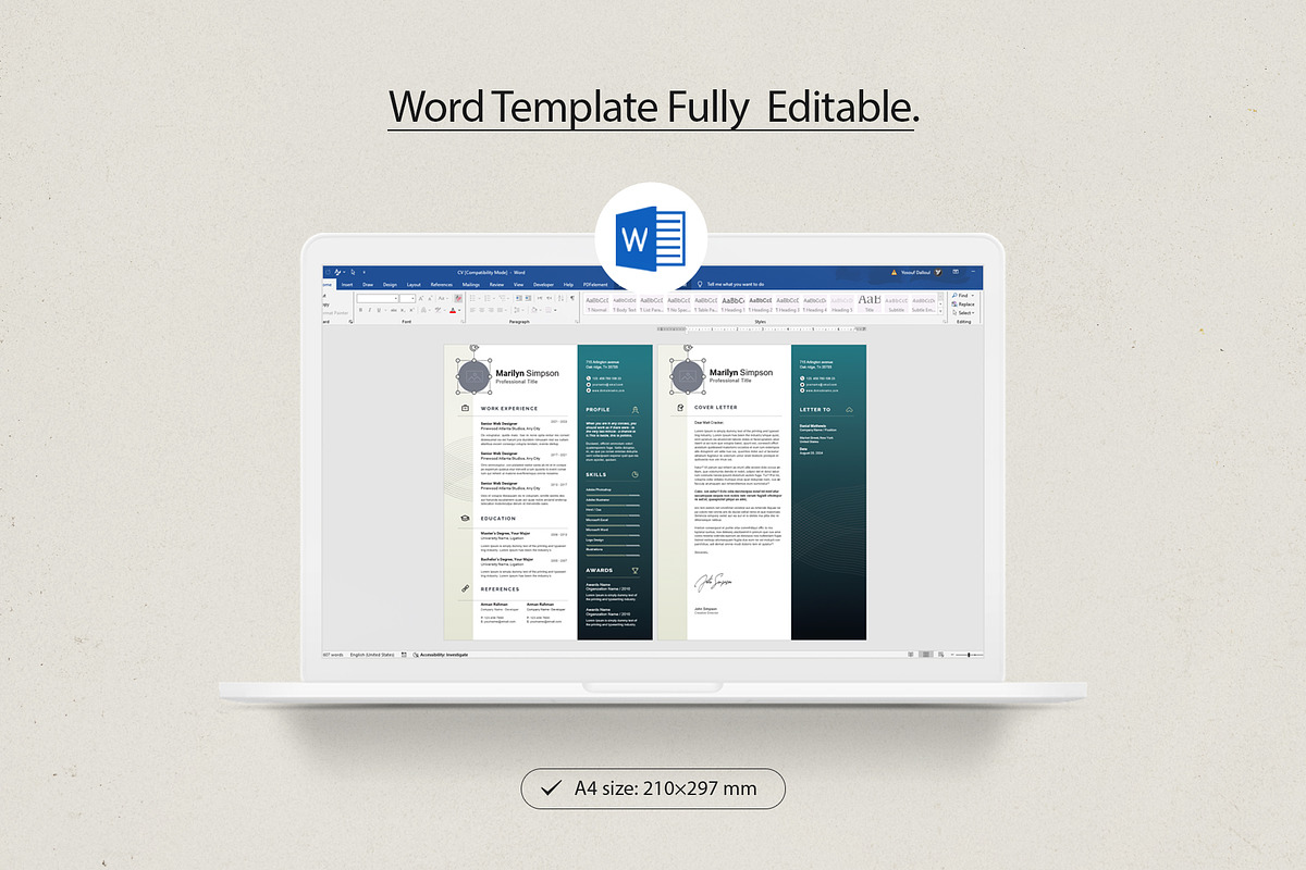 Resume Template Word, a Resume Template by Creativity-Design (Photo 4 of 4)