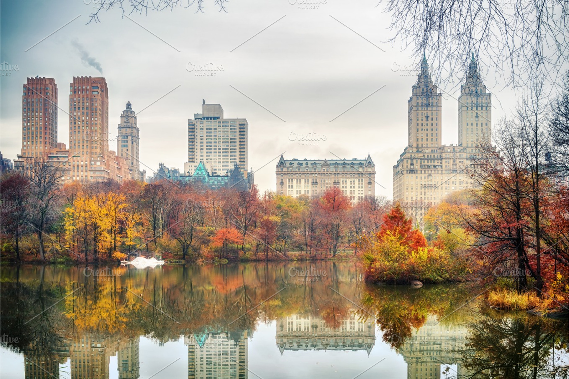 Central park at autumn morning containing central park, park, and new york, an Architecture Photo by sborisov