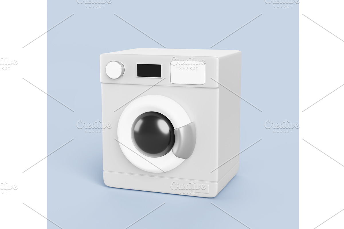 3d washing machine isolated on blue, a Technology Illustration by Marozhkastudio