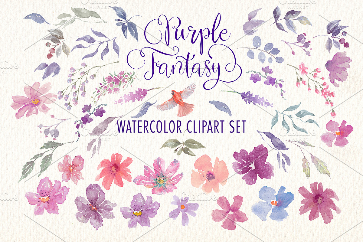 Purple Fantasy. Floral Watercolor, an Illustration by Art & Things (Photo 6 of 6)