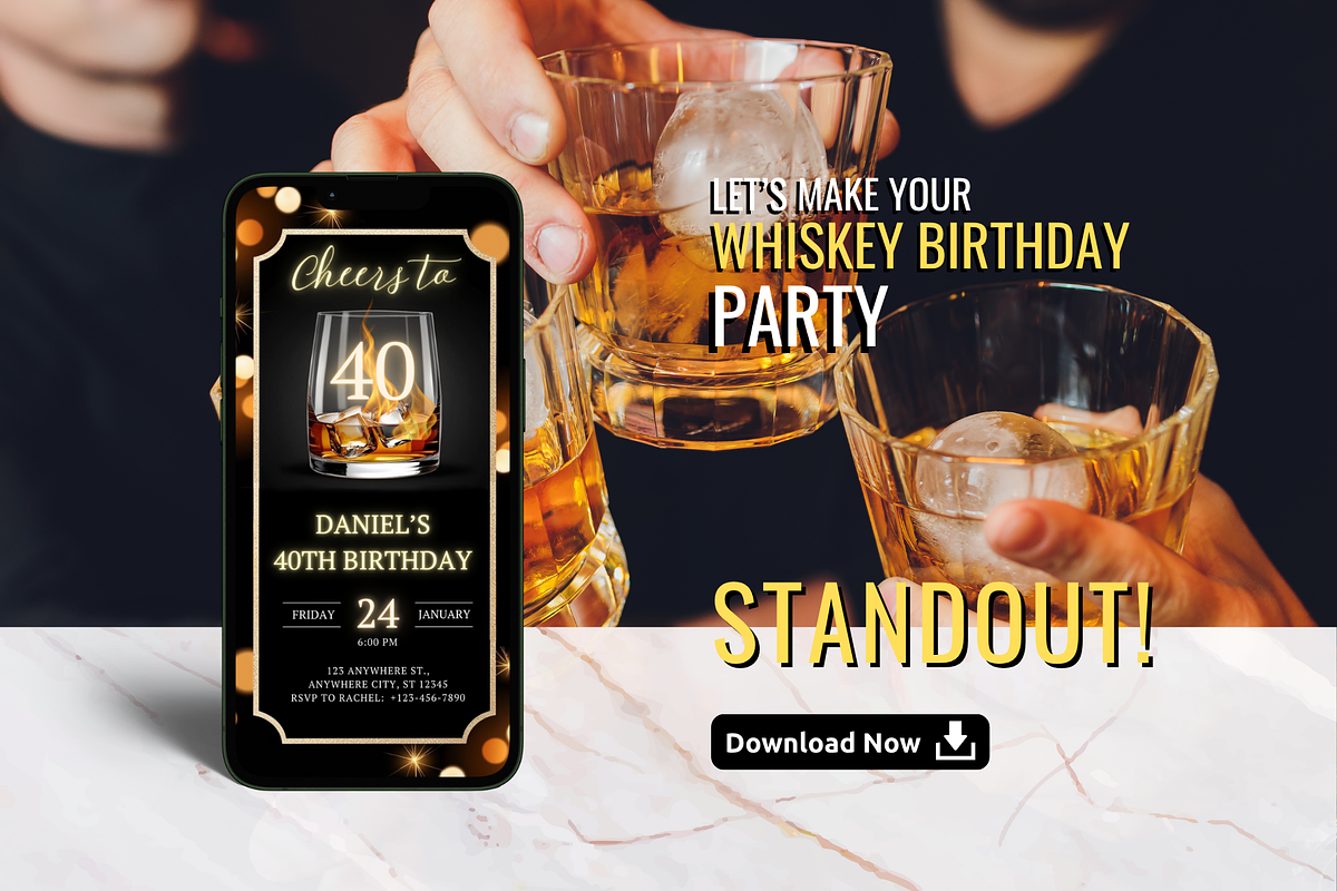 Whiskey 40th Birthday Invitation preview 8