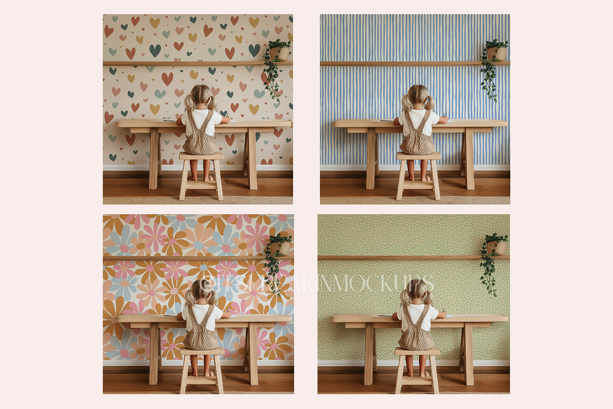 6 Kid Room Wallpaper Mockups, a Household Mockup by ItsFreakinMockups (Photo 6 of 7)