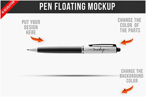 Pen Floating Mockup PSD, a Pens & Pencil Mockup by Bruno's Shop