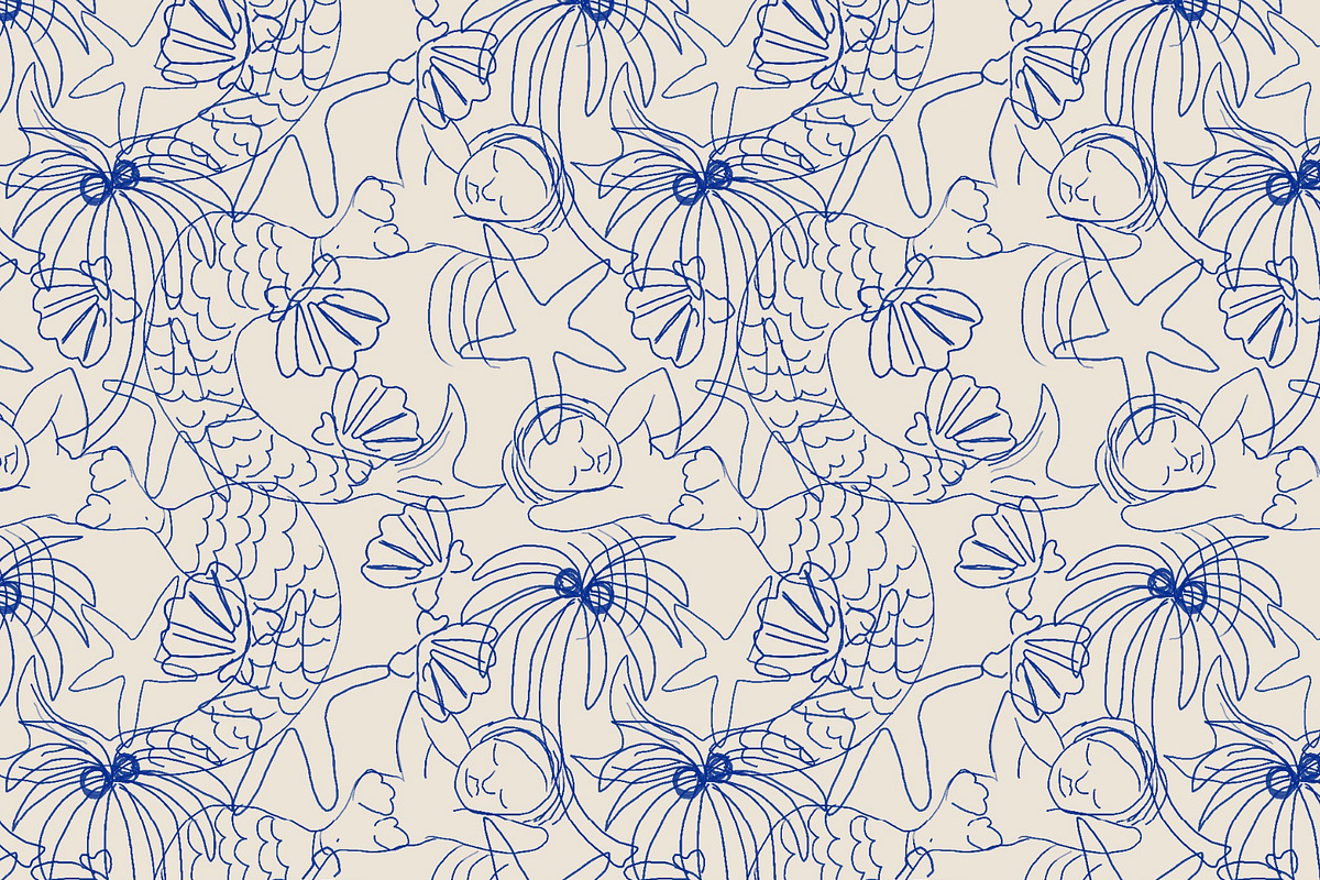 Coastal Shells and Starfish mermaids, a Pattern Graphic by Nocito Design (Photo 2 of 6)
