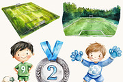 Watercolor Cute Soccer Clipart, a Sport Illustration by Design Scotch (Thumbnail 7 of 9)