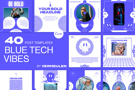 Instagram Social Media CANVA Blue, a Social Media Template by Vermeulen Design Studio