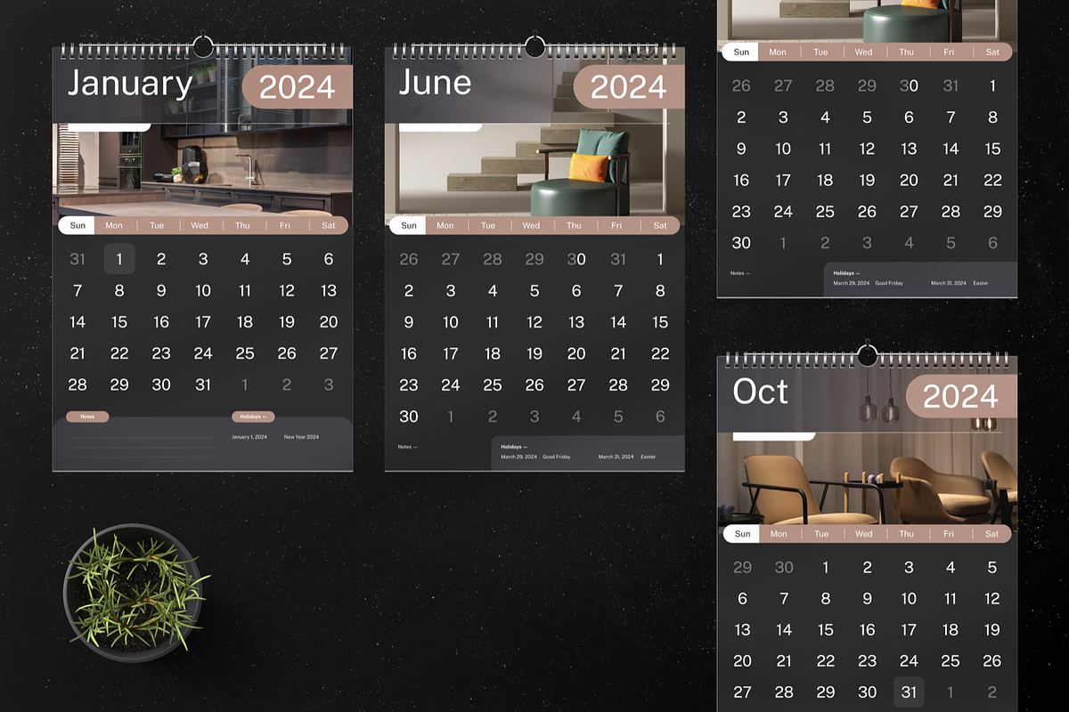 2024 Calendar Template, a Print Template by Annora Studio (Photo 2 of 3)