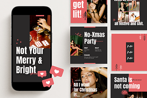 Anti Christmas Social Media Pack, a Templates & Theme by visual.addiction