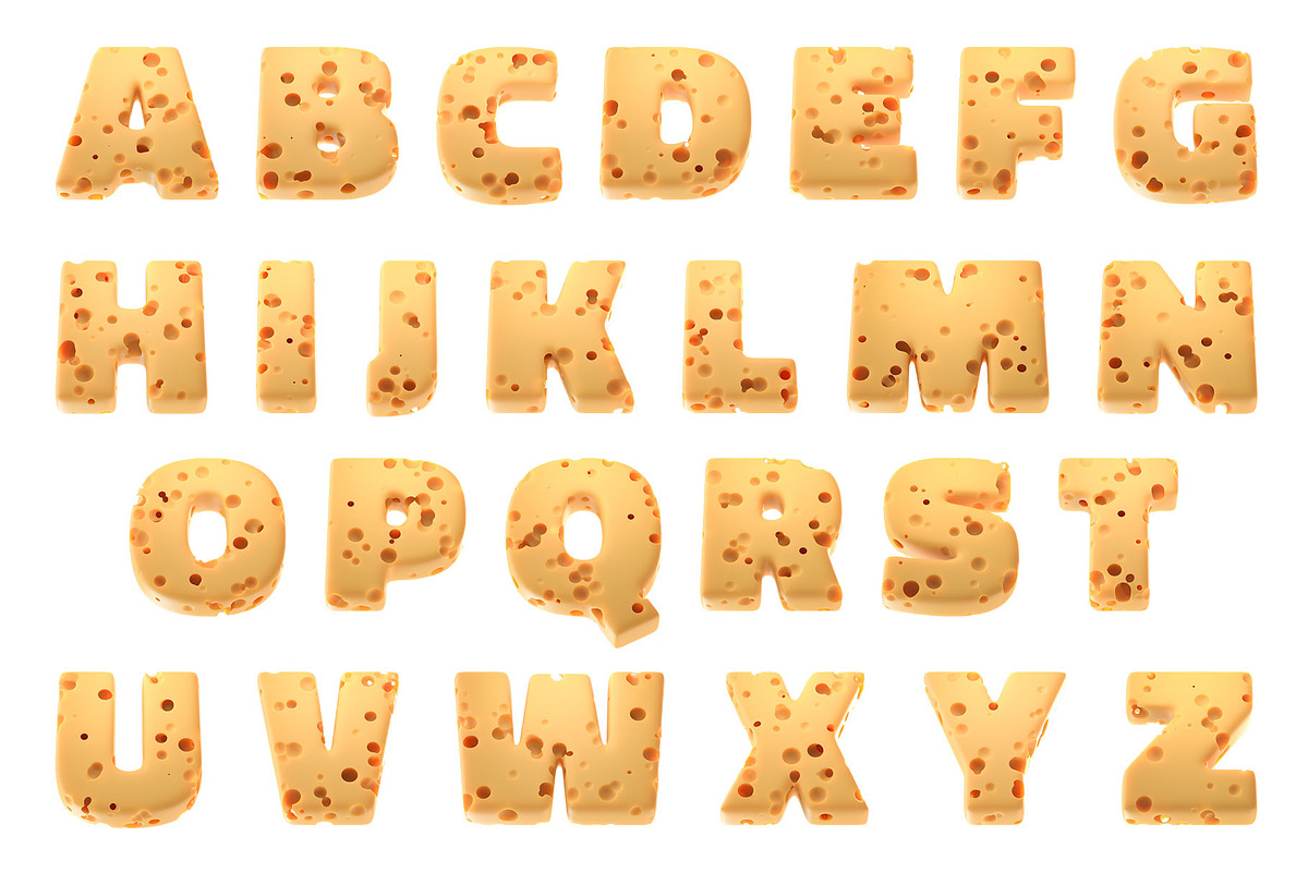 Cheese Text 3D Letters Set, an Object Graphic by Kotulsky Mockups (Photo 2 of 5)