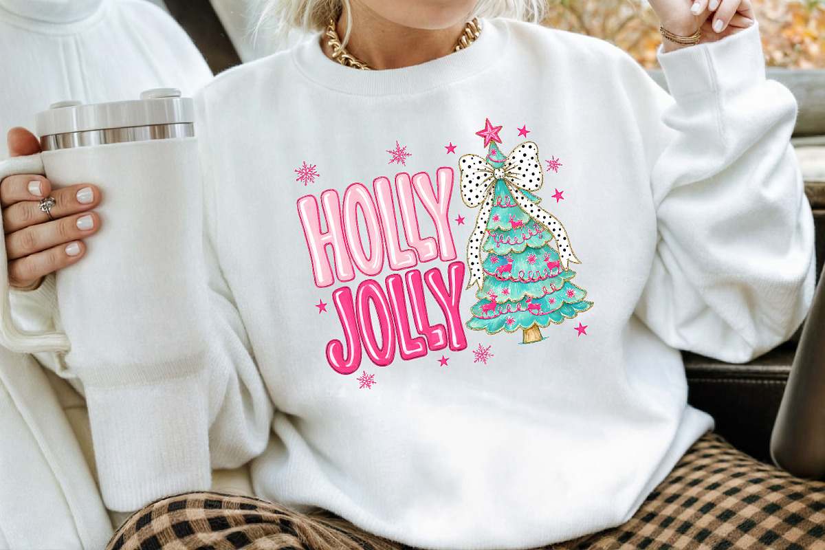 Holly Jolly Pink Christmas Tree PNG, a Seasonal Illustration by Creative Art (Photo 3 of 3)