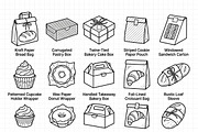 Bundles Set Bakery Packaging Icons, an Outline Icon by adenpinkstore (Thumbnail 1 of 12)