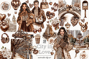 Mocha Valentine's Day Clipart, a Person Illustration by GlamArtZhanna