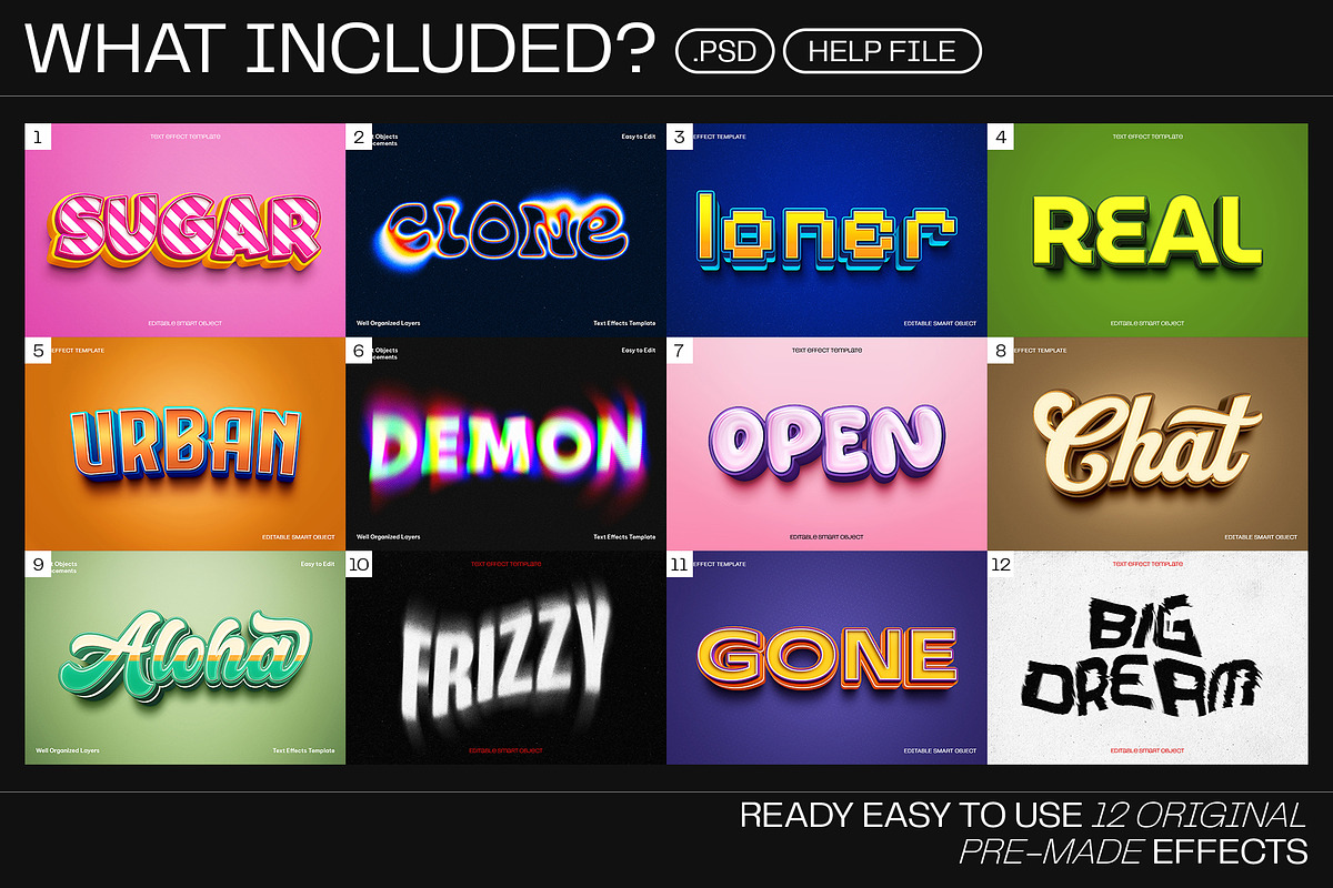 12 Text Effect Templates, a Layer Style Add-On by iDoodle Studio