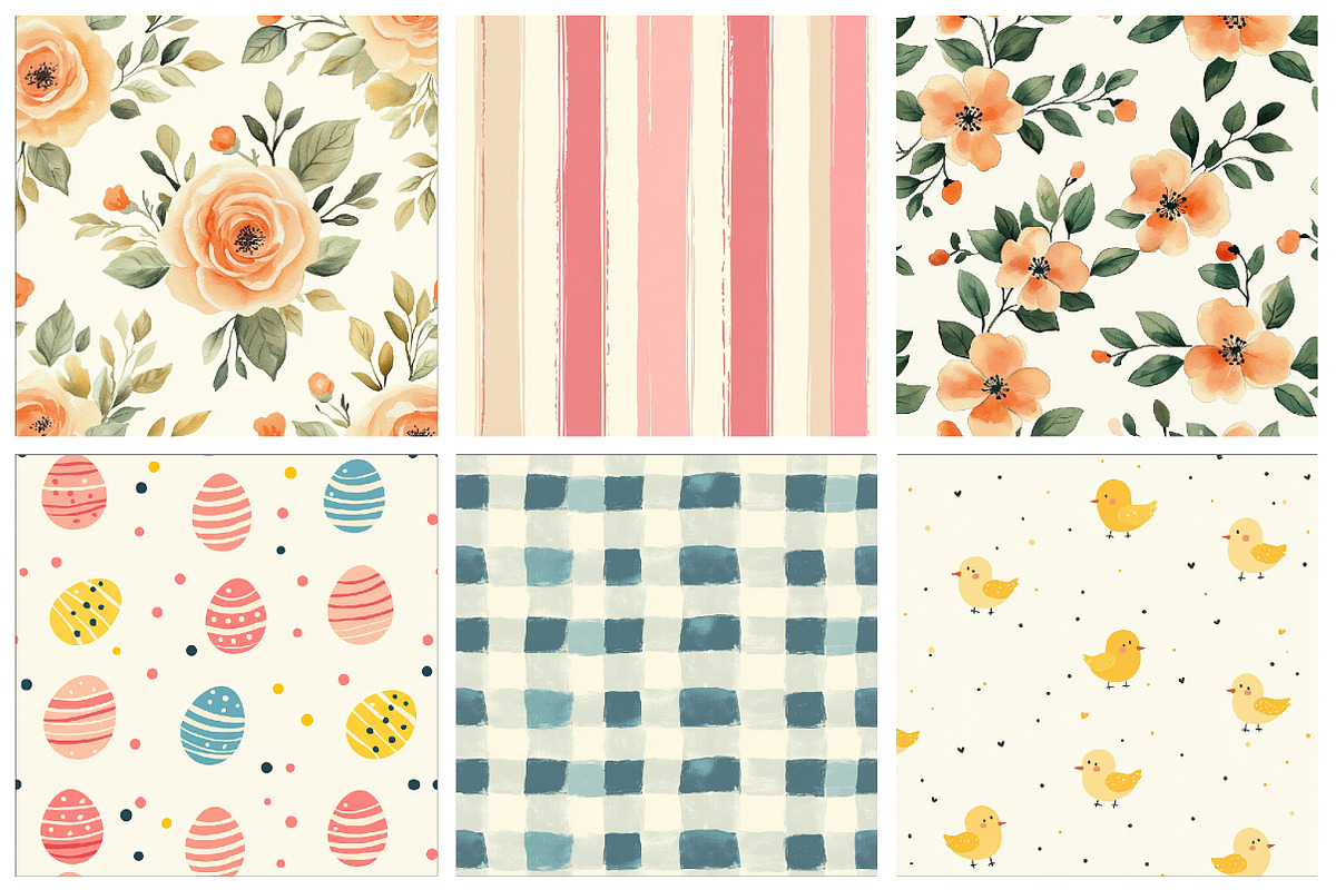 Watercolor Easter Digital Papers, a Pattern Graphic by Libby Wishes (Photo 3 of 3)