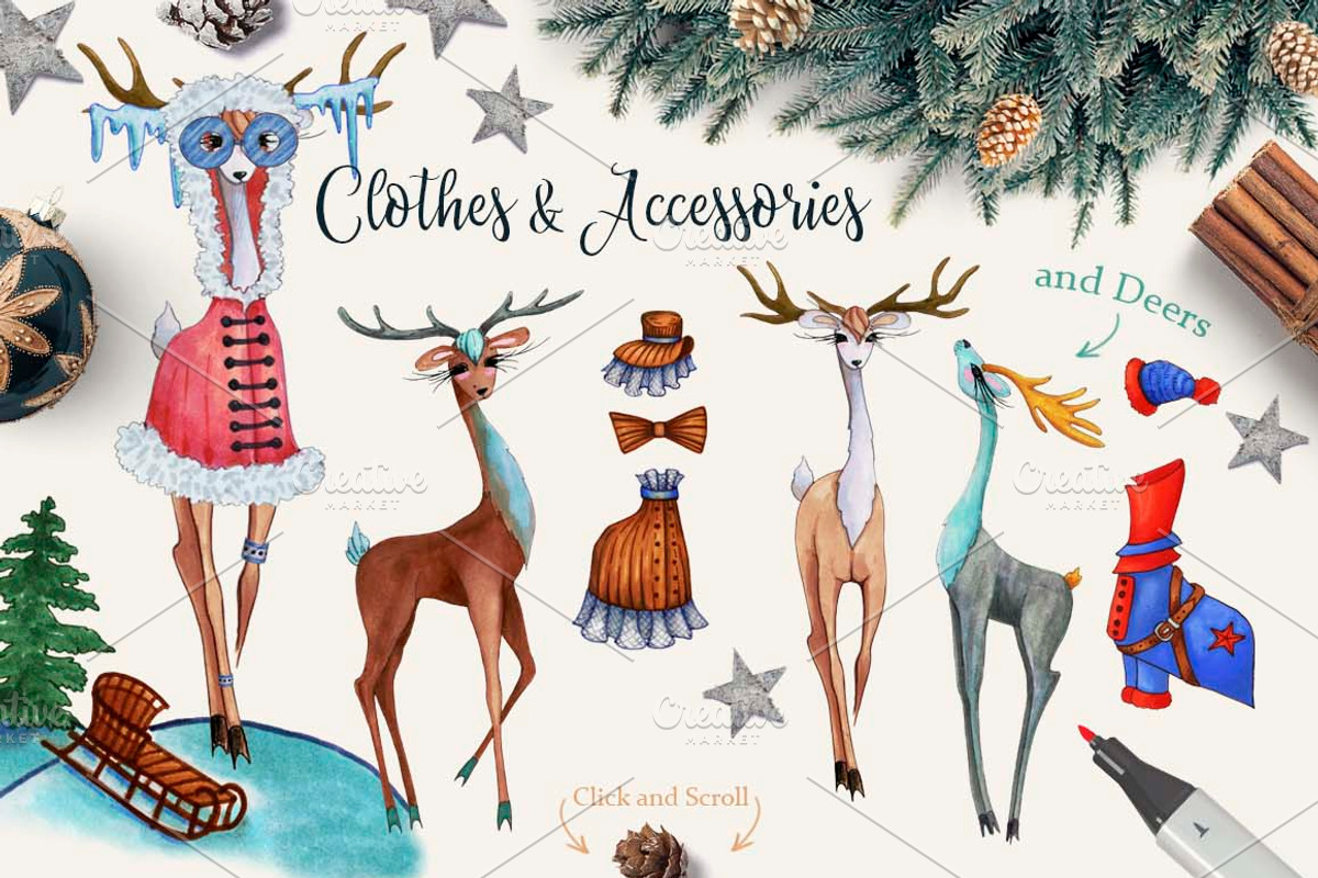 Fashion Christmas Deers Creator, an Object Graphic by Fluffy Unicorn (Photo 2 of 7)