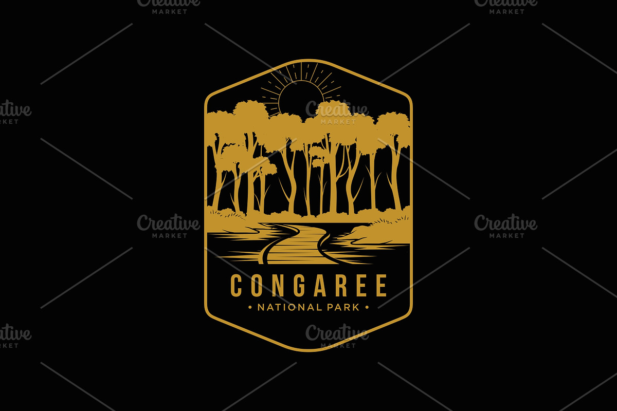 Line art Congaree National Park logo, a Branding & Logo Template by swarnstudio