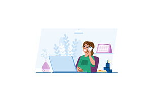 Freelancer working from home talking, a Technology Illustration by pikepicture