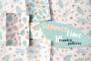 SUMMERTIME, 10 Seamless Patterns