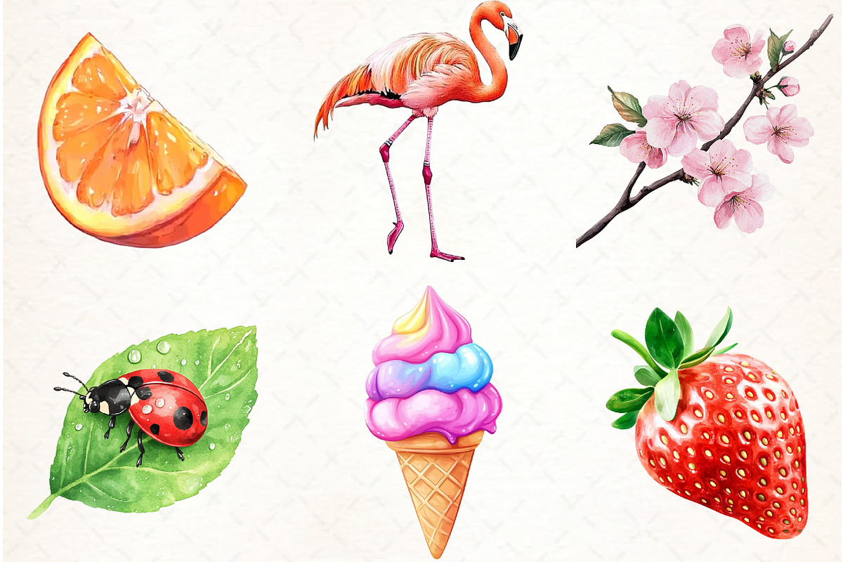 Watercolor Spring & Summer Clipart, an Illustration by Watercolor design (Photo 3 of 4)