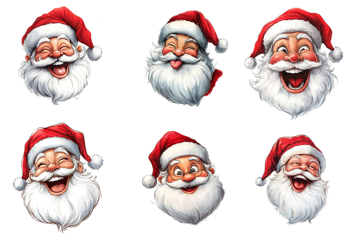 cozy santa claus face clipart, an Illustration by CreationArt (Photo 3 of 4)