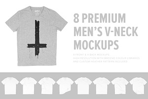 8 Premium Men's V-Neck Mockups, a Shirt Mockup by Pixel Sauce™