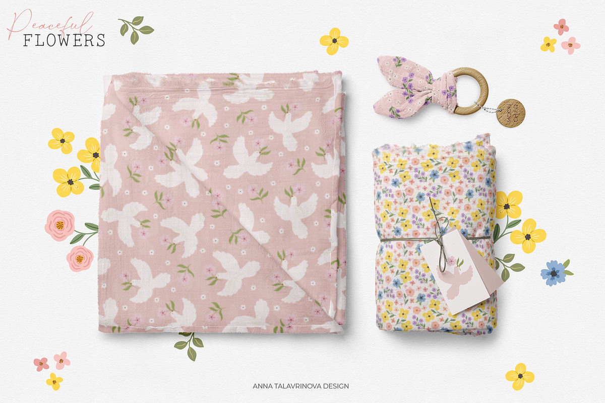 Peaceful Flower clipart & pattern, a Pattern Graphic by Cozy pattern shop (Photo 8 of 9)