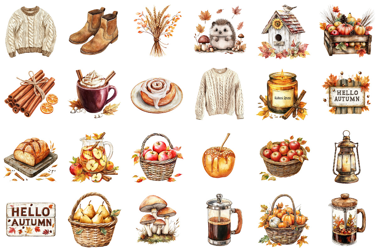 Hand Drawn Fall Clipart Set PNG, a Seasonal Illustration by designcity5 (Photo 2 of 5)