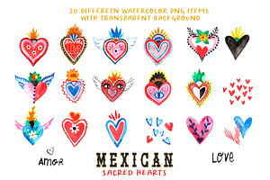 Mexican Hearts Hand-painted