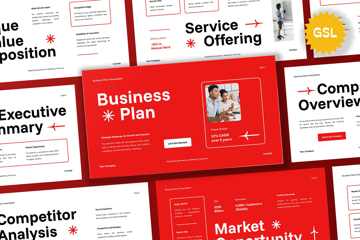 Red White Business Plan Google Slide, a Presentation Template by Aiyari Graphic (Photo 1 of 5)