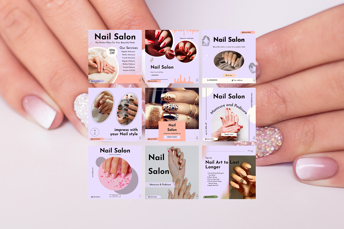 70 Nail Technician Instagram Posts, a Social Media Template by Adored Templates (Photo 2 of 10)