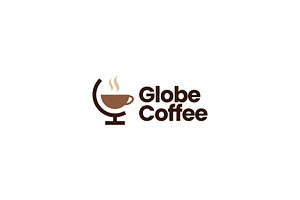 Globe Coffee Logo Vector Icon