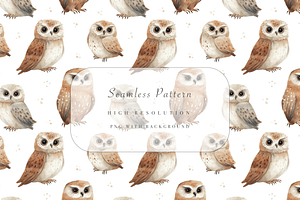 Owl Seamless Pattern, a Decorative Illustration by Pati Charm Studio